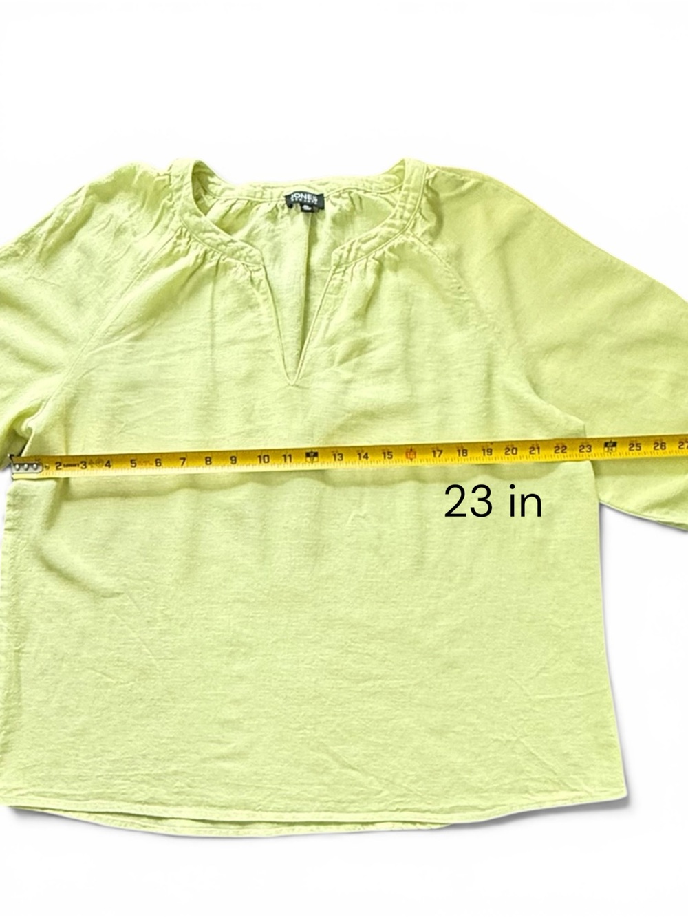 Jones New York Women's Linen Blend Split Neck Top Lime Green Size XL - Picture 8 of 11